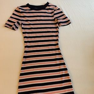 striped body con dress